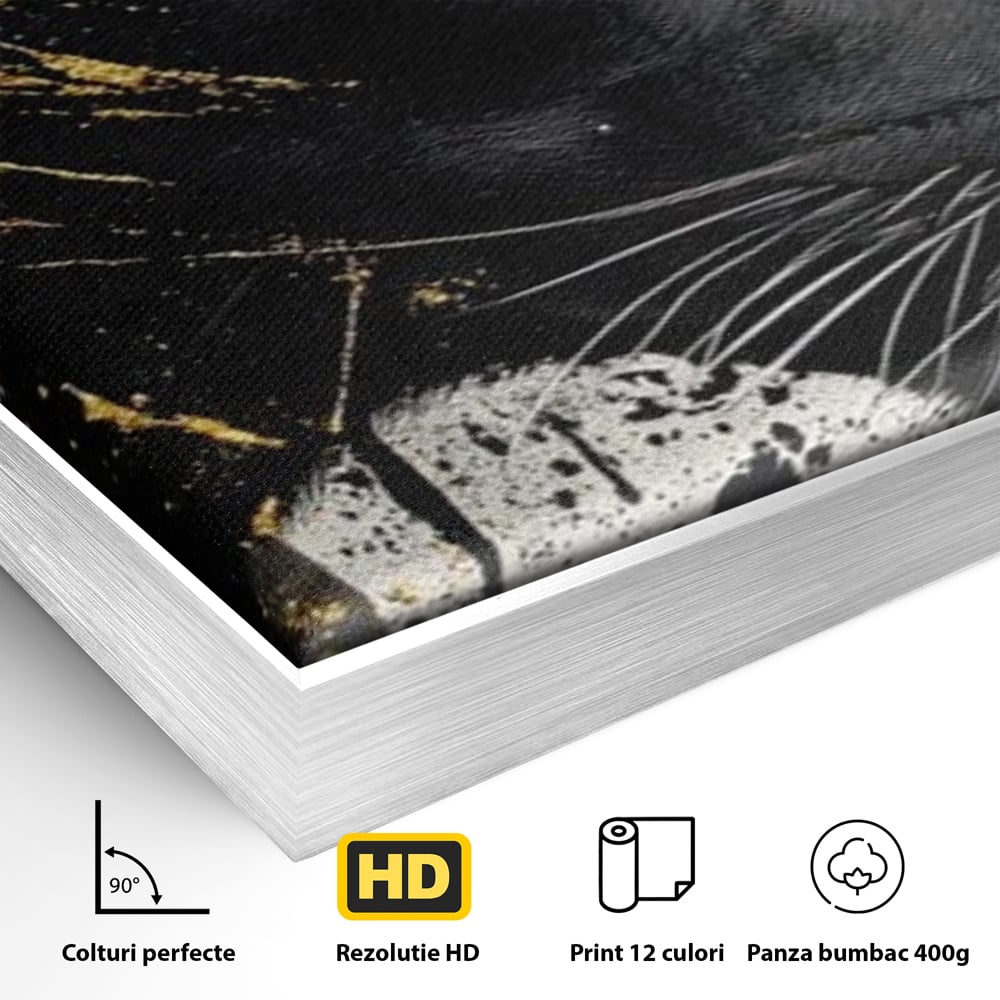 Tablou Canvas Premium, LuxCanva® M1165, Aur din Umbra, Pantera, Felina, Animal, Auriu, Noapte, Intuneric, Jungla, Negru, Pictura, Salbaticie, Exotic, Portret, Birou, Living, Camera Copil