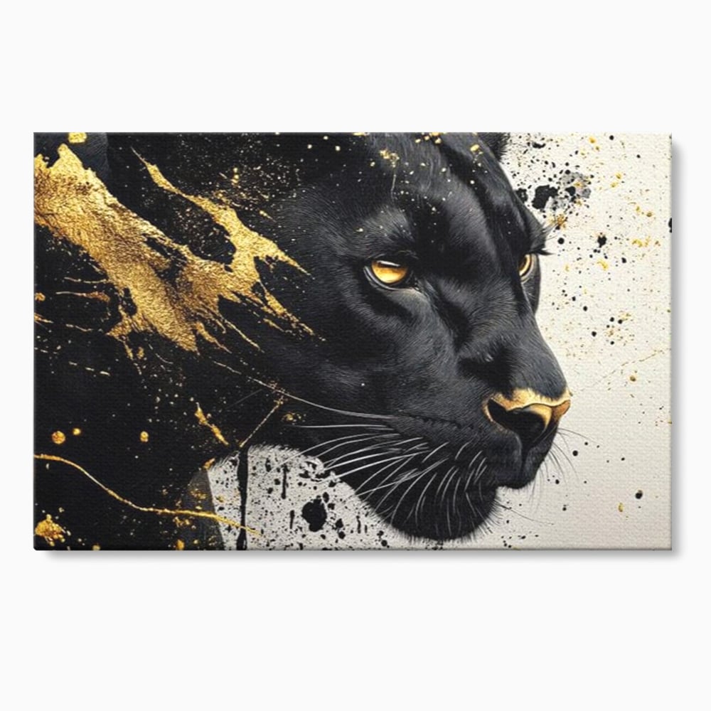 Tablou Canvas Premium, LuxCanva® M1165, Aur din Umbra, Pantera, Felina, Animal, Auriu, Noapte, Intuneric, Jungla, Negru, Pictura, Salbaticie, Exotic, Portret, Birou, Living, Camera Copil