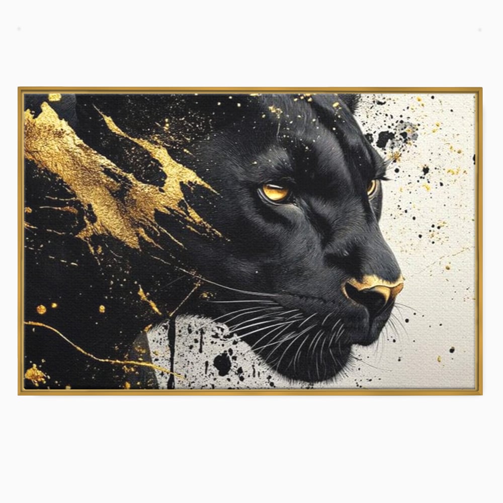 Tablou Canvas Premium, LuxCanva® M1165, Aur din Umbra, Pantera, Felina, Animal, Auriu, Noapte, Intuneric, Jungla, Negru, Pictura, Salbaticie, Exotic, Portret, Birou, Living, Camera Copil