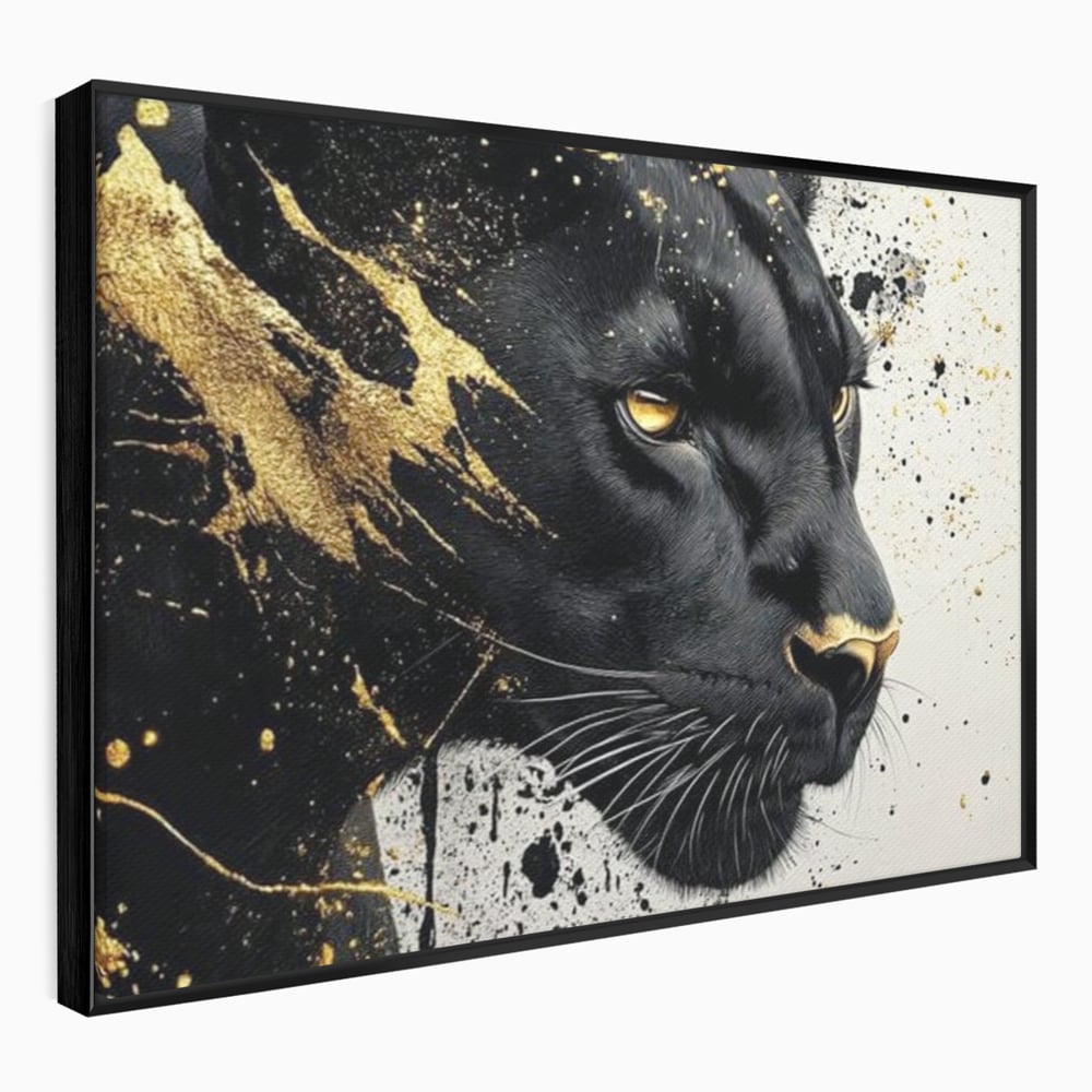 Tablou Canvas Premium, LuxCanva® M1165, Aur din Umbra, Pantera, Felina, Animal, Auriu, Noapte, Intuneric, Jungla, Negru, Pictura, Salbaticie, Exotic, Portret, Birou, Living, Camera Copil