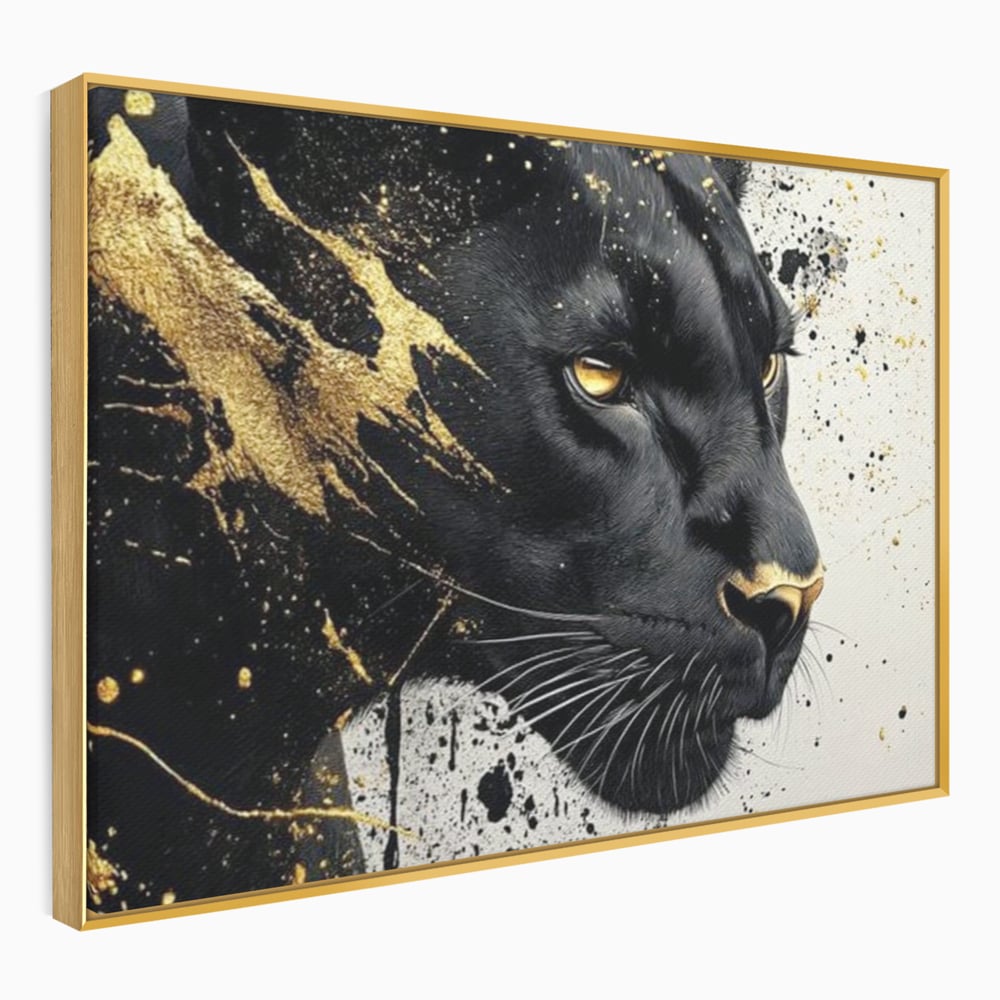 Tablou Canvas Premium, LuxCanva® M1165, Aur din Umbra, Pantera, Felina, Animal, Auriu, Noapte, Intuneric, Jungla, Negru, Pictura, Salbaticie, Exotic, Portret, Birou, Living, Camera Copil