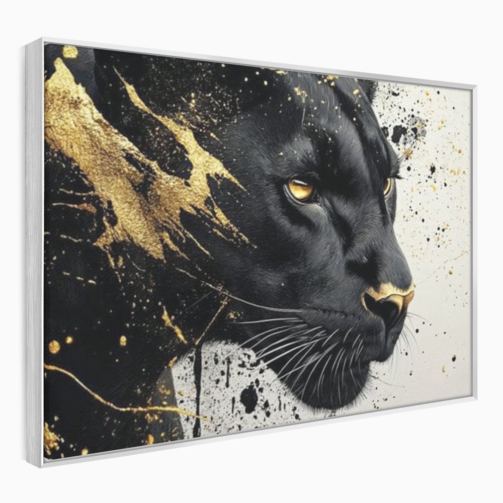 Tablou Canvas Premium, LuxCanva® M1165, Aur din Umbra, Pantera, Felina, Animal, Auriu, Noapte, Intuneric, Jungla, Negru, Pictura, Salbaticie, Exotic, Portret, Birou, Living, Camera Copil
