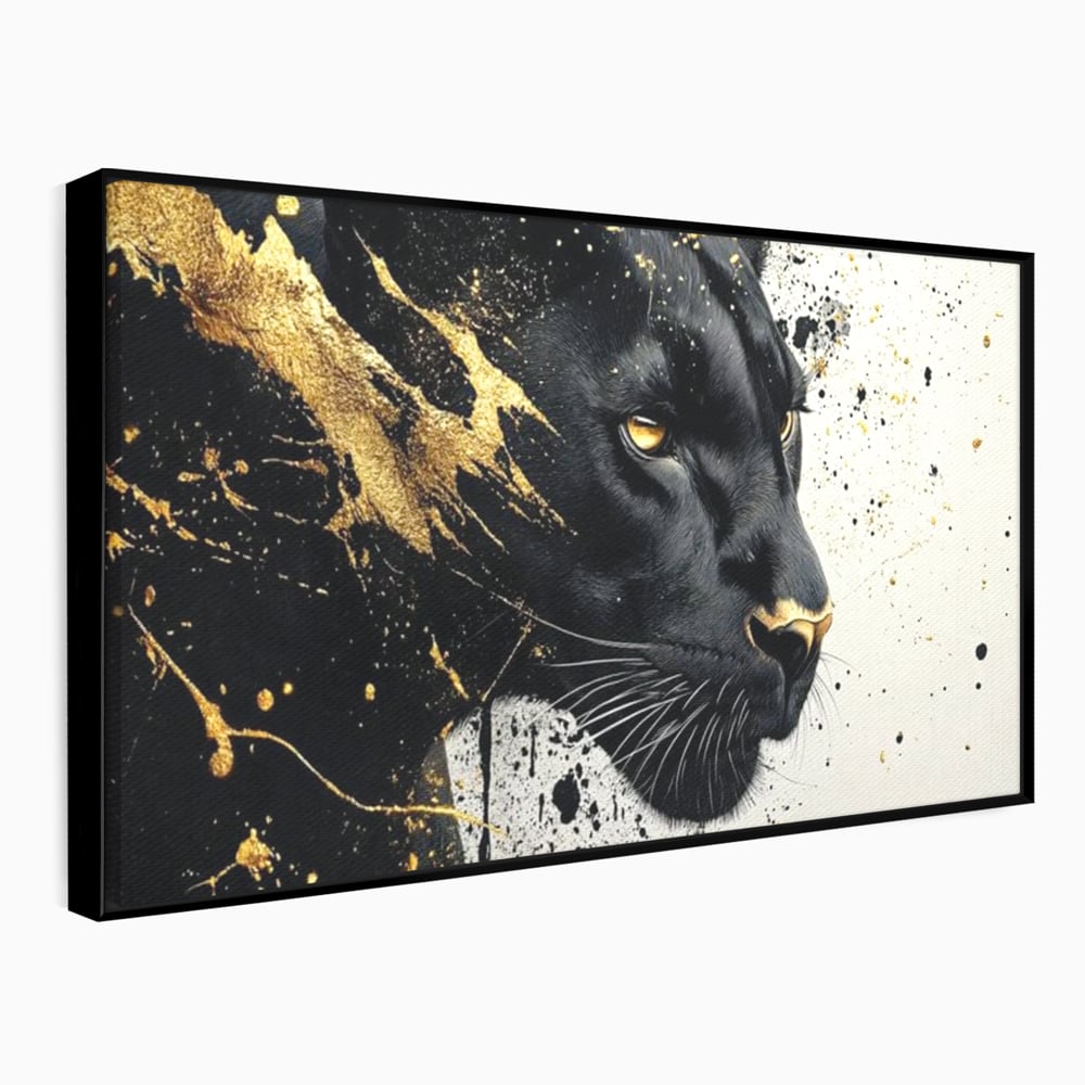 Tablou Canvas Premium, LuxCanva® M1165, Aur din Umbra, Pantera, Felina, Animal, Auriu, Noapte, Intuneric, Jungla, Negru, Pictura, Salbaticie, Exotic, Portret, Birou, Living, Camera Copil
