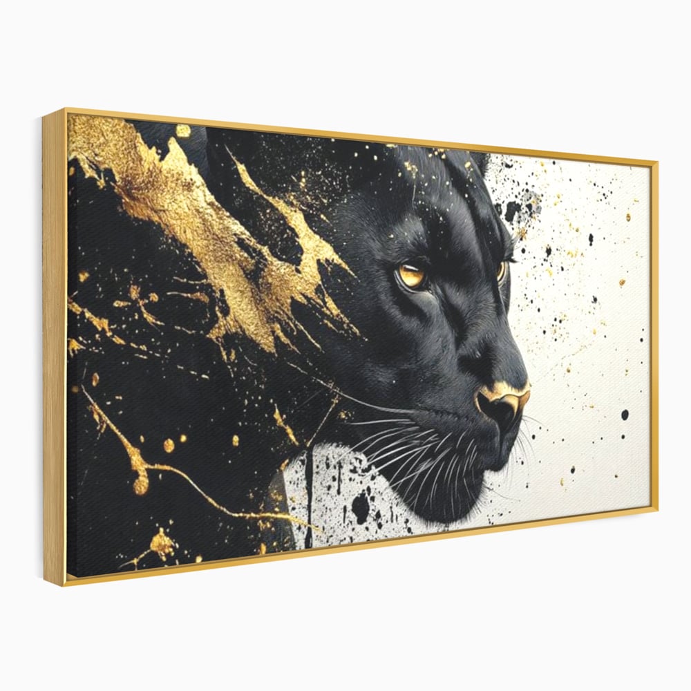 Tablou Canvas Premium, LuxCanva® M1165, Aur din Umbra, Pantera, Felina, Animal, Auriu, Noapte, Intuneric, Jungla, Negru, Pictura, Salbaticie, Exotic, Portret, Birou, Living, Camera Copil
