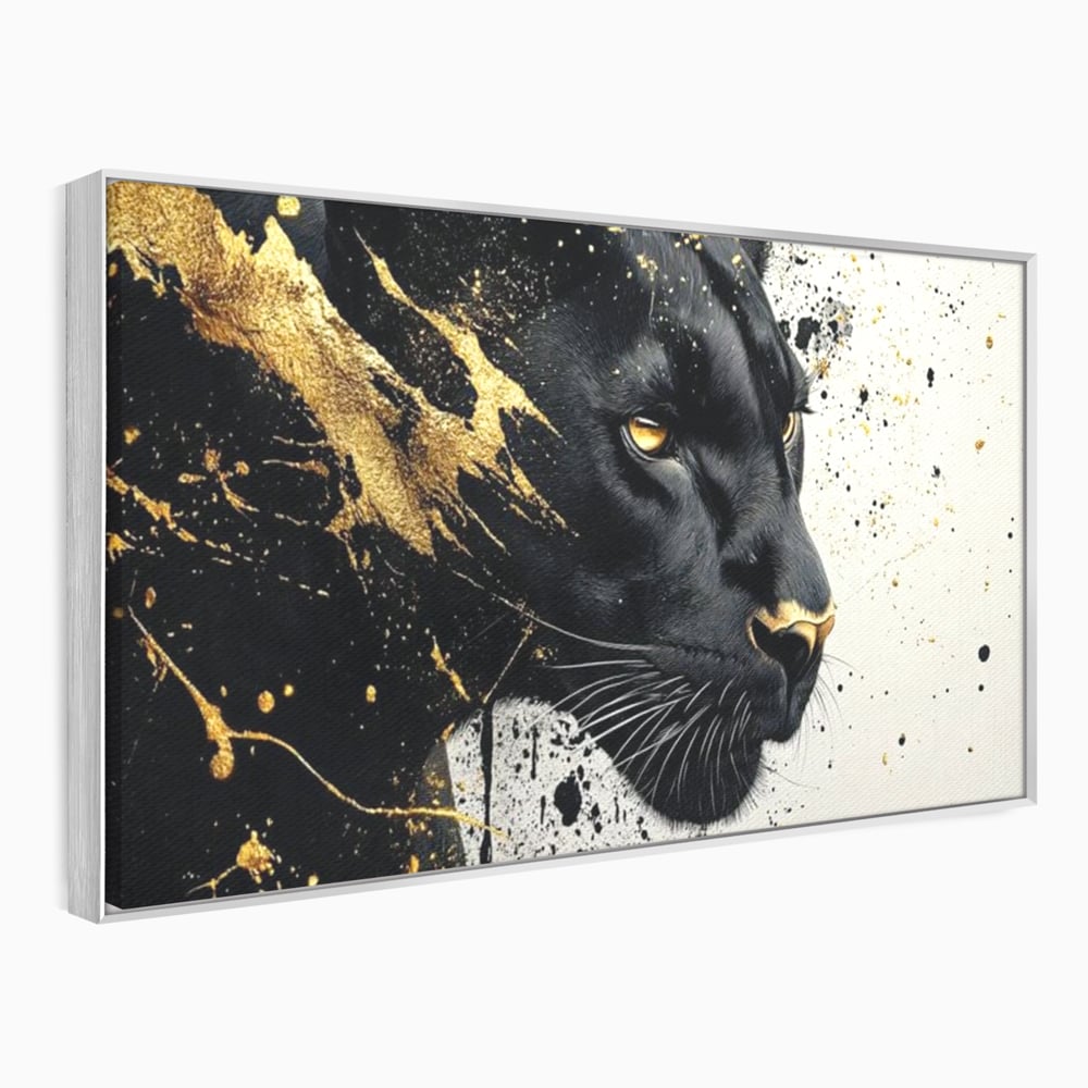 Tablou Canvas Premium, LuxCanva® M1165, Aur din Umbra, Pantera, Felina, Animal, Auriu, Noapte, Intuneric, Jungla, Negru, Pictura, Salbaticie, Exotic, Portret, Birou, Living, Camera Copil