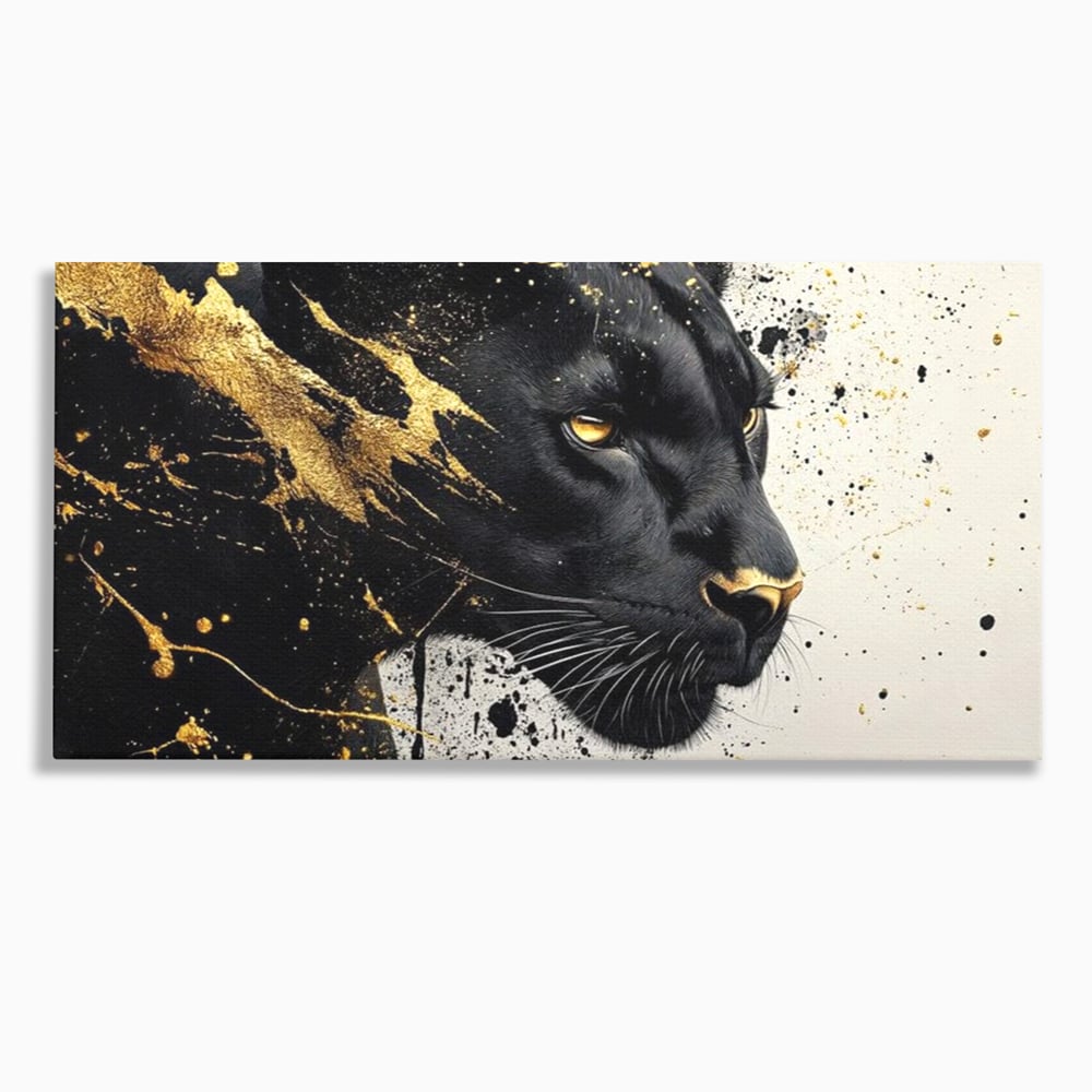 Tablou Canvas Premium, LuxCanva® M1165, Aur din Umbra, Pantera, Felina, Animal, Auriu, Noapte, Intuneric, Jungla, Negru, Pictura, Salbaticie, Exotic, Portret, Birou, Living, Camera Copil