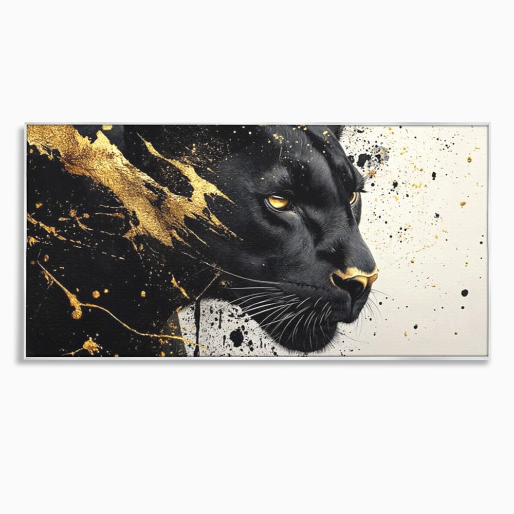 Tablou Canvas Premium, LuxCanva® M1165, Aur din Umbra, Pantera, Felina, Animal, Auriu, Noapte, Intuneric, Jungla, Negru, Pictura, Salbaticie, Exotic, Portret, Birou, Living, Camera Copil
