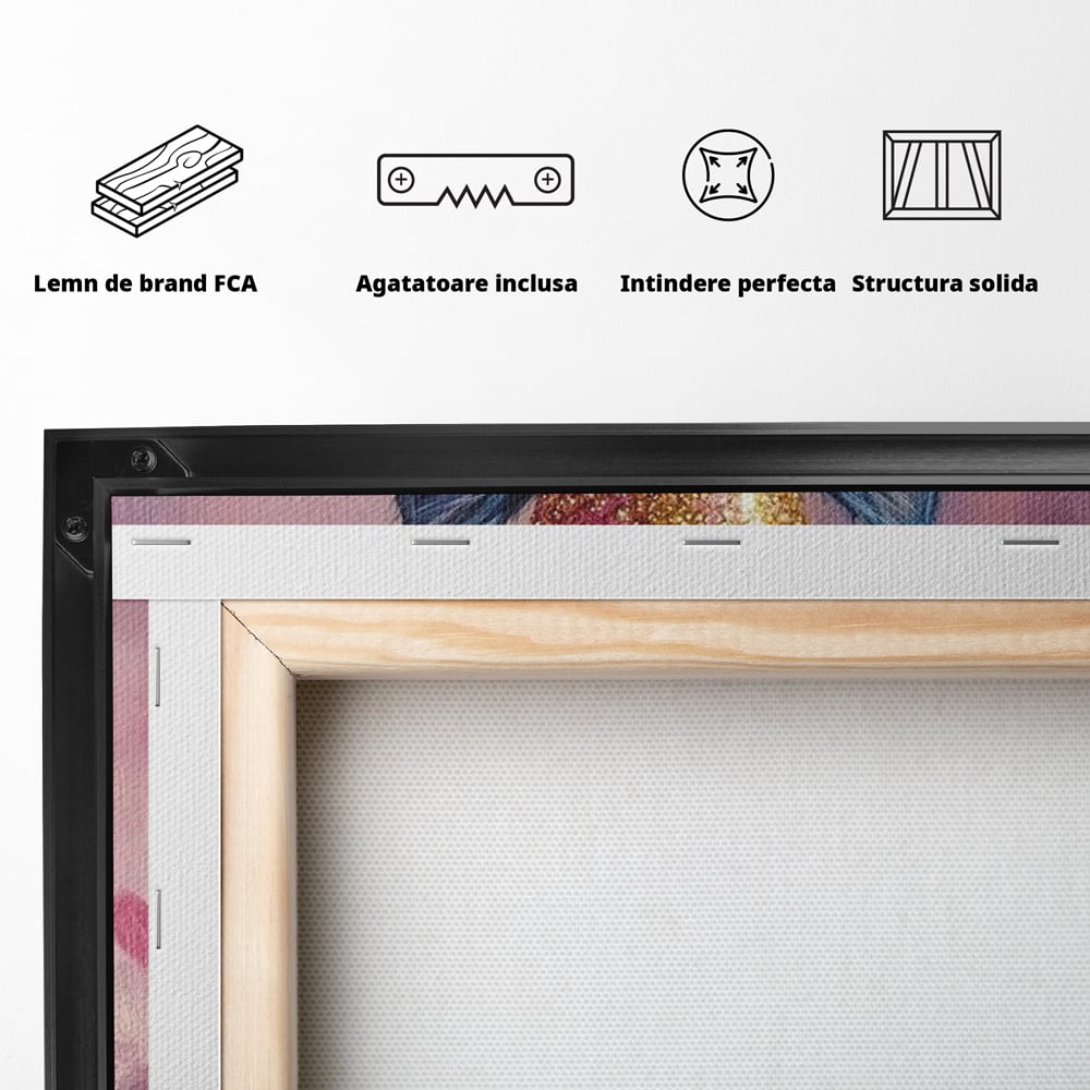 Tablou Canvas Premium, LuxCanva® M1166, Printesa cu Fundita Roz, Pastel, Coroana, Printesa, Adorabil, Pisica, Pufos, Roz, Inima, Fundita, Dragut, Portret, Birou, Living, Camera Copil