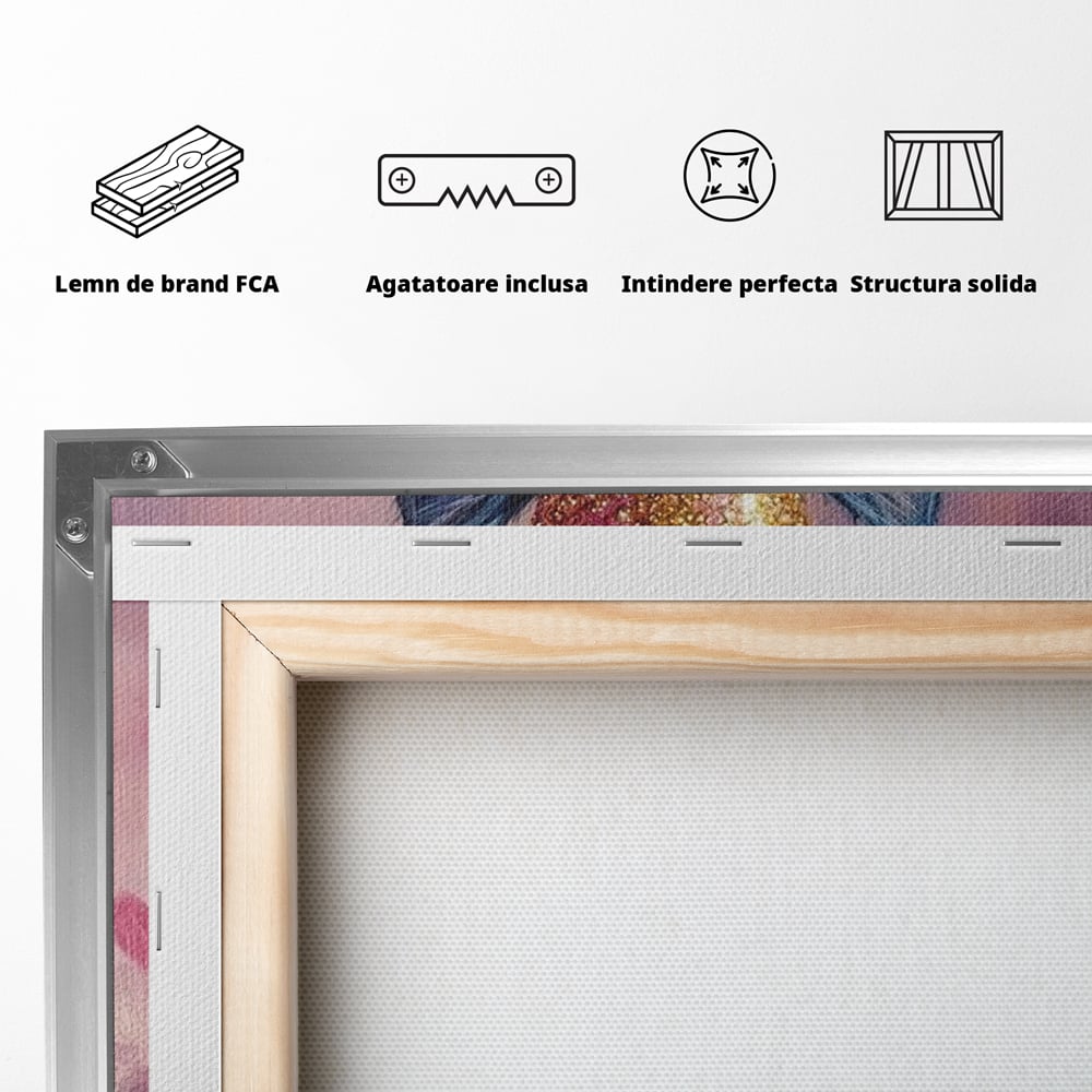 Tablou Canvas Premium, LuxCanva® M1166, Printesa cu Fundita Roz, Pastel, Coroana, Printesa, Adorabil, Pisica, Pufos, Roz, Inima, Fundita, Dragut, Portret, Birou, Living, Camera Copil