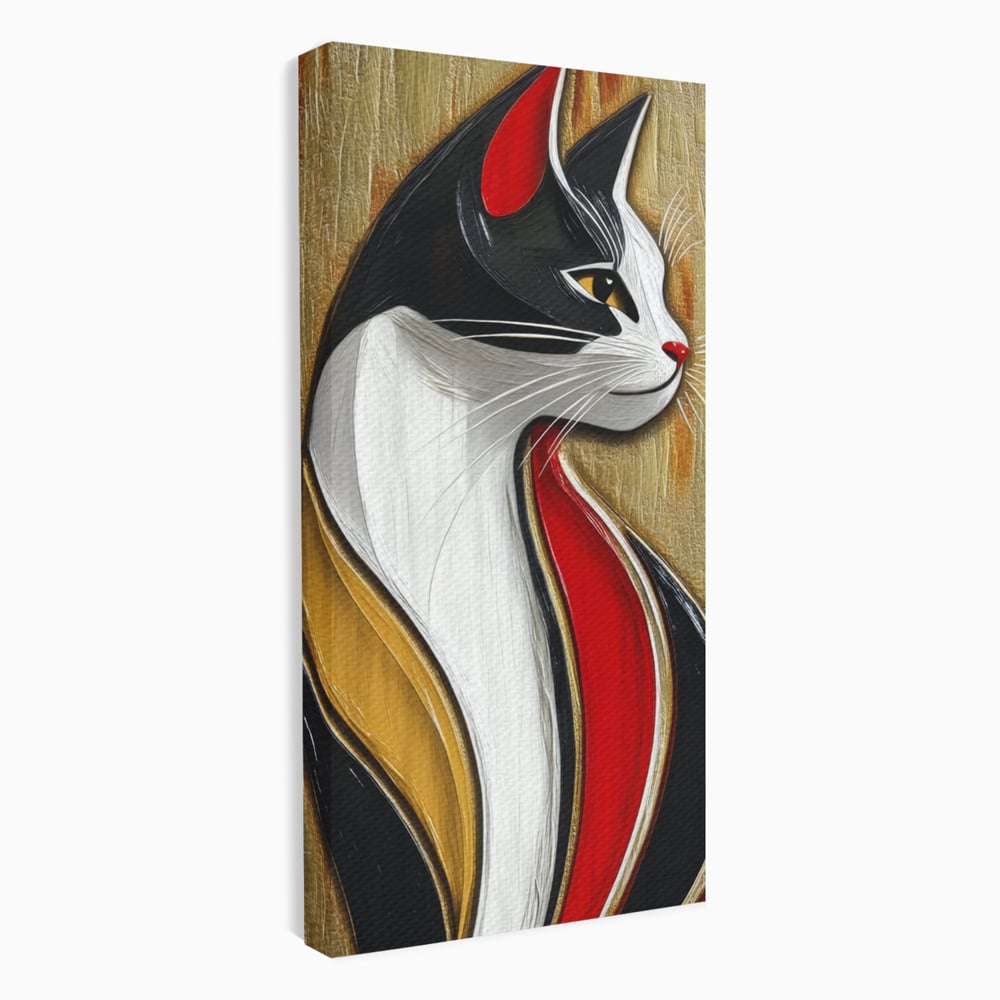 Tablou Canvas Premium, LuxCanva® M1168, Felina din Abanos, Contur, Lemn, Modern, Profil, Pisica, Felina, Aristocratic, Elegant, Abstract, Sculptat, Silueta, Birou, Living, Camera Copil