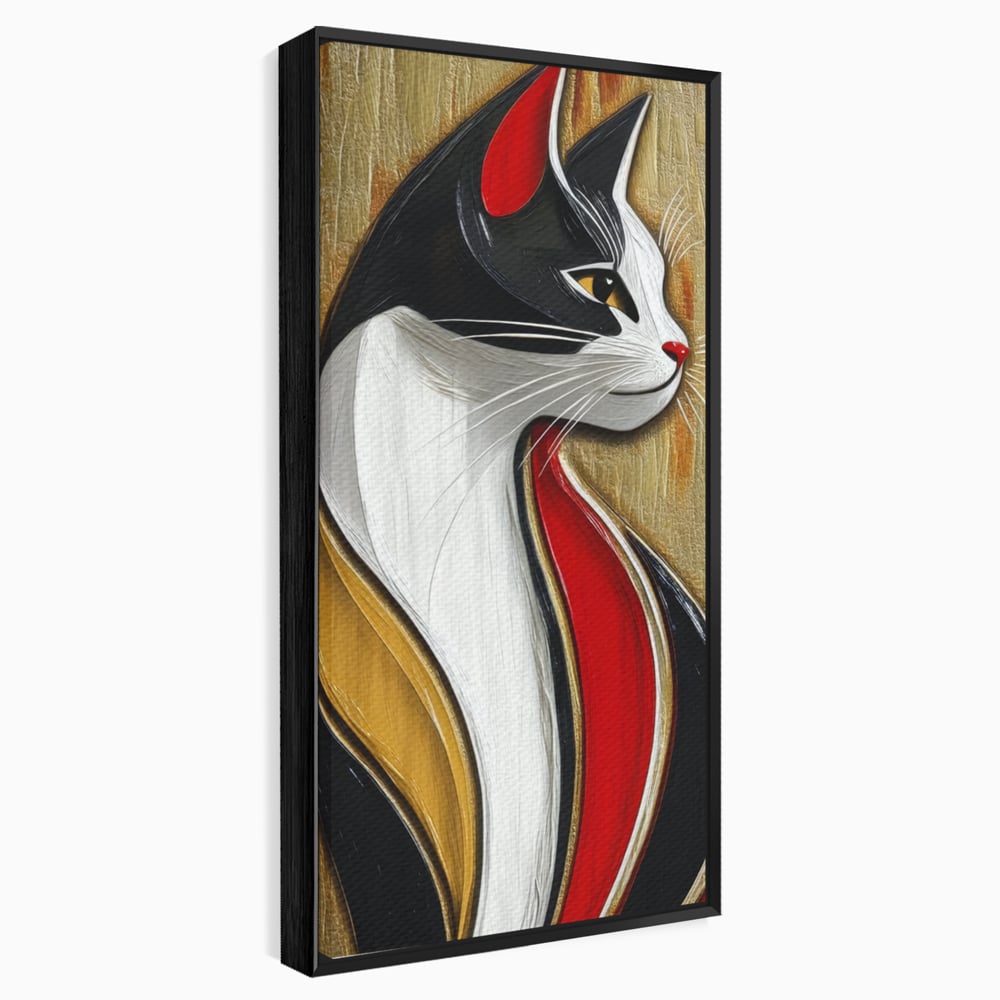 Tablou Canvas Premium, LuxCanva® M1168, Felina din Abanos, Contur, Lemn, Modern, Profil, Pisica, Felina, Aristocratic, Elegant, Abstract, Sculptat, Silueta, Birou, Living, Camera Copil