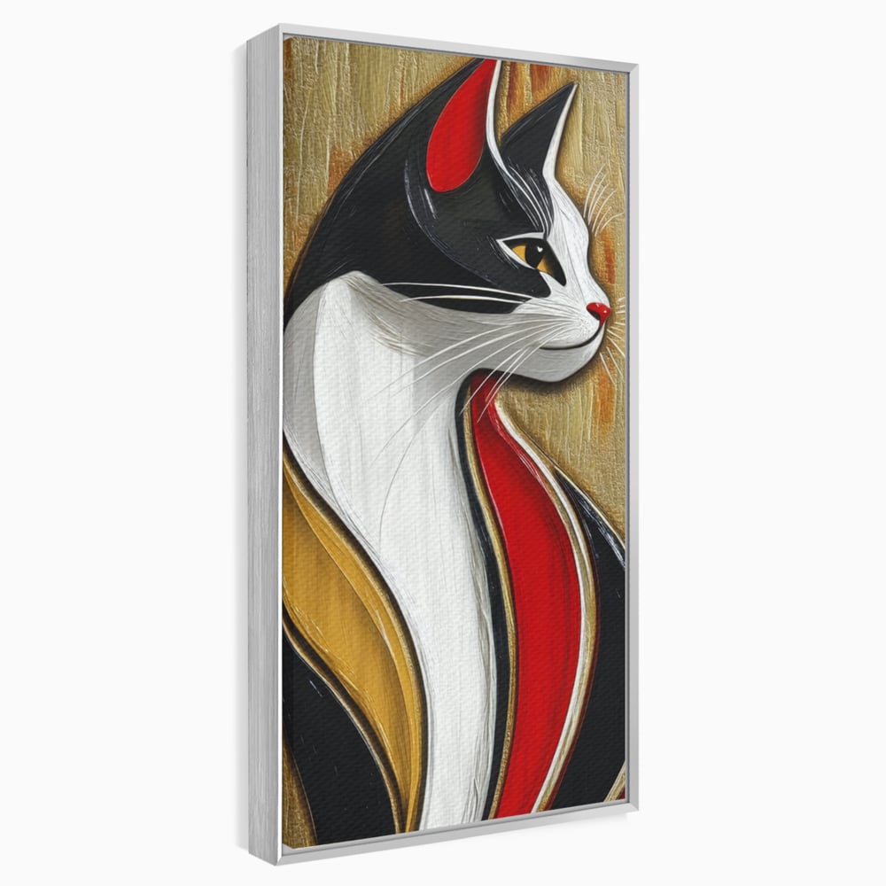 Tablou Canvas Premium, LuxCanva® M1168, Felina din Abanos, Contur, Lemn, Modern, Profil, Pisica, Felina, Aristocratic, Elegant, Abstract, Sculptat, Silueta, Birou, Living, Camera Copil