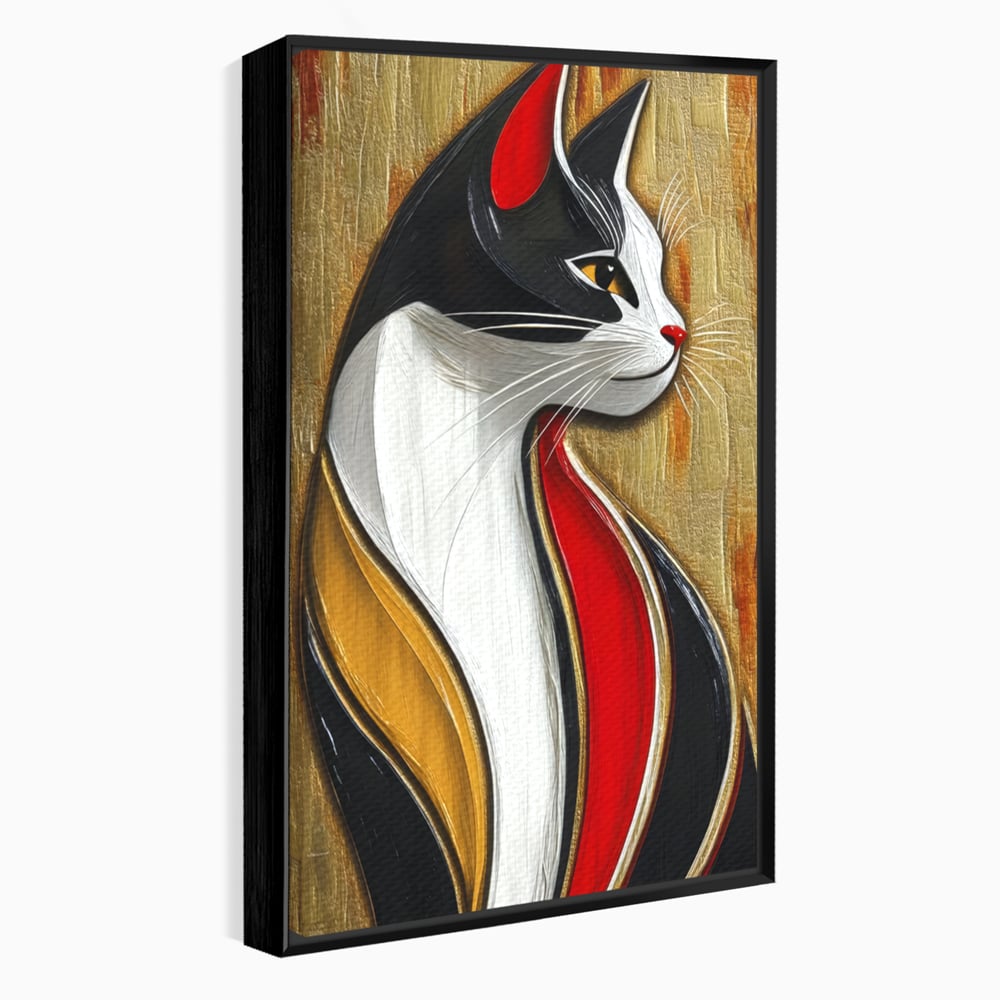 Tablou Canvas Premium, LuxCanva® M1168, Felina din Abanos, Contur, Lemn, Modern, Profil, Pisica, Felina, Aristocratic, Elegant, Abstract, Sculptat, Silueta, Birou, Living, Camera Copil
