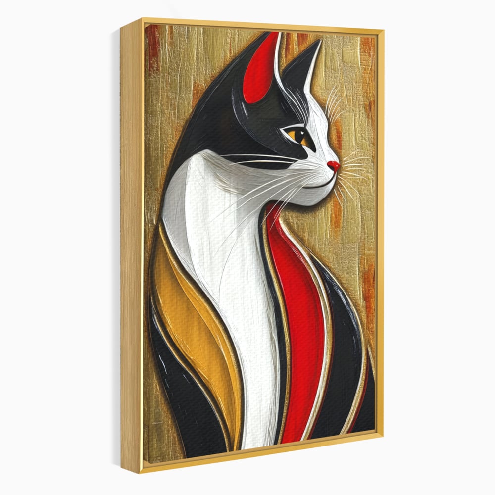 Tablou Canvas Premium, LuxCanva® M1168, Felina din Abanos, Contur, Lemn, Modern, Profil, Pisica, Felina, Aristocratic, Elegant, Abstract, Sculptat, Silueta, Birou, Living, Camera Copil