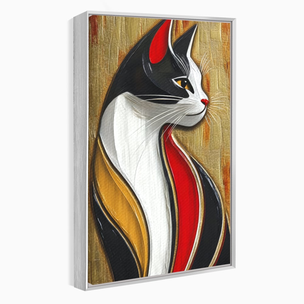 Tablou Canvas Premium, LuxCanva® M1168, Felina din Abanos, Contur, Lemn, Modern, Profil, Pisica, Felina, Aristocratic, Elegant, Abstract, Sculptat, Silueta, Birou, Living, Camera Copil