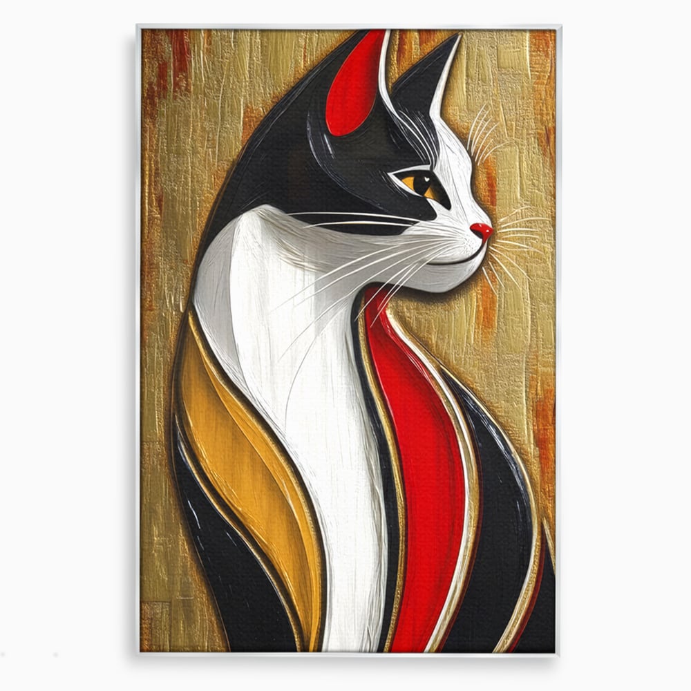 Tablou Canvas Premium, LuxCanva® M1168, Felina din Abanos, Contur, Lemn, Modern, Profil, Pisica, Felina, Aristocratic, Elegant, Abstract, Sculptat, Silueta, Birou, Living, Camera Copil