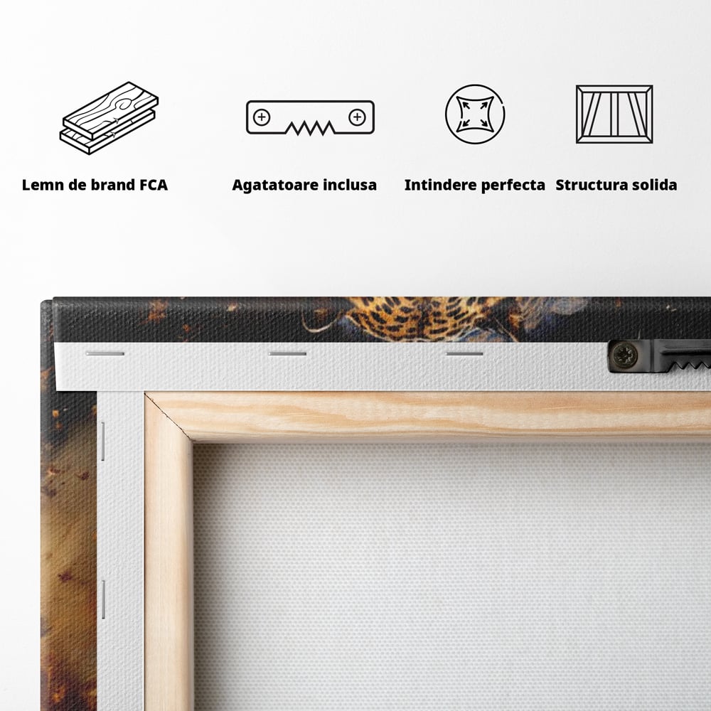Leinwand Wandkunst Canvas Premium, LuxCanva® M1169, Feline Tornado, Leopard, Geschwindigkeit, Wild, Jagd, Feline, Tier, Natur, Dschungel, Dynamik, Kraft, Staub, Mut, Büro, Wohnen, Kinderzimmer