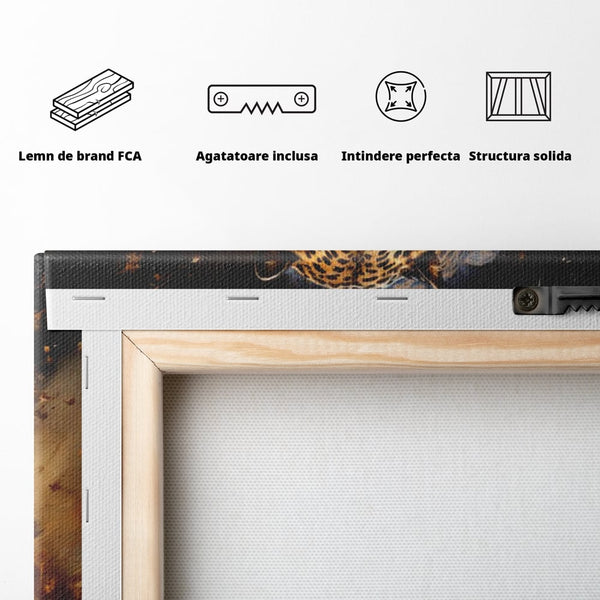 Leinwand Wandkunst Canvas Premium, LuxCanva® M1169, Feline Tornado, Leopard, Geschwindigkeit, Wild, Jagd, Feline, Tier, Natur, Dschungel, Dynamik, Kraft, Staub, Mut, Büro, Wohnen, Kinderzimmer