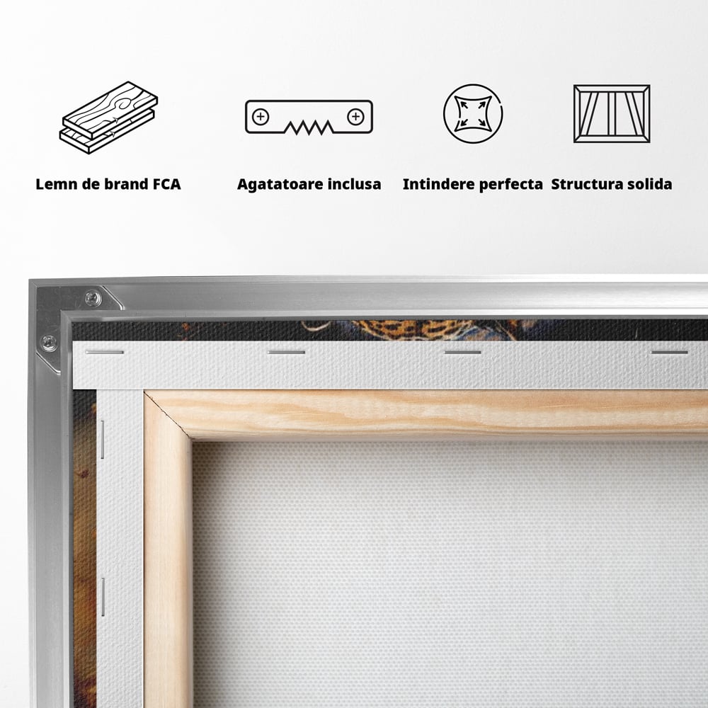 Leinwand Wandkunst Canvas Premium, LuxCanva® M1169, Feline Tornado, Leopard, Geschwindigkeit, Wild, Jagd, Feline, Tier, Natur, Dschungel, Dynamik, Kraft, Staub, Mut, Büro, Wohnen, Kinderzimmer