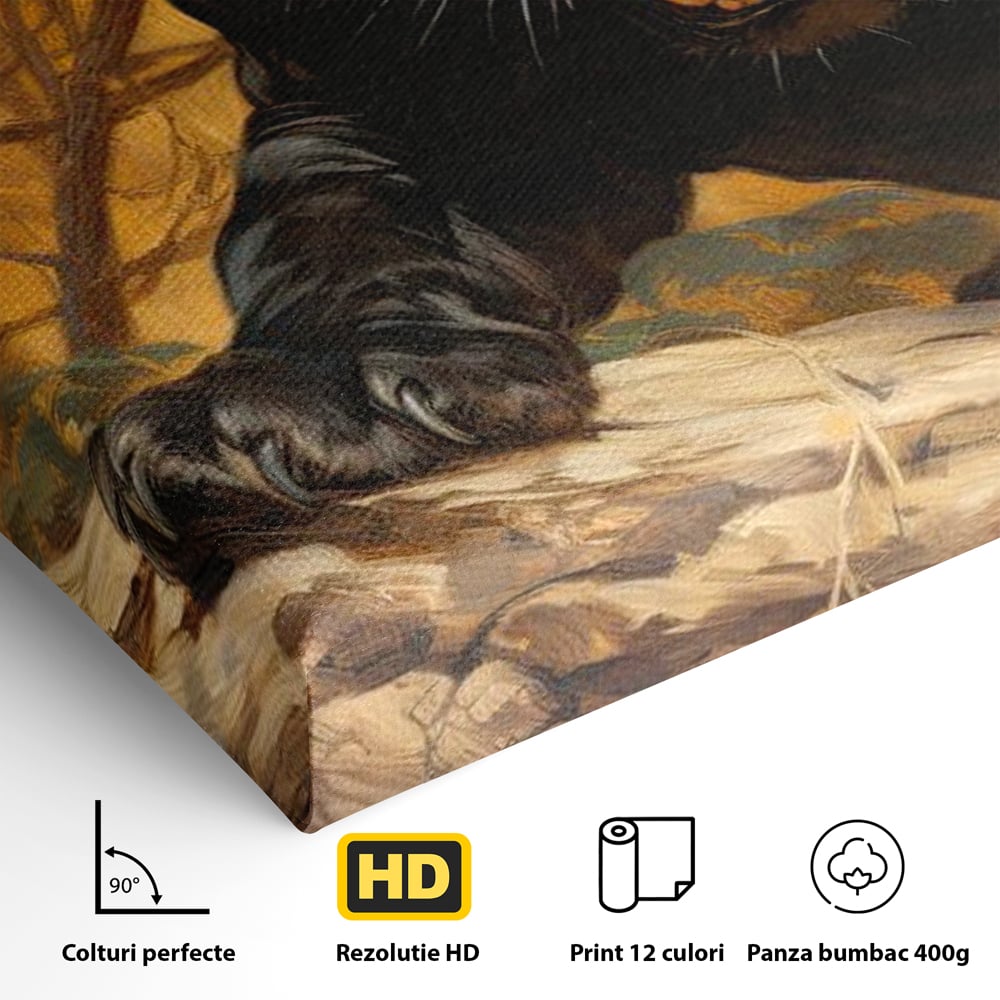 Tablou Canvas Premium, LuxCanva® M1170, Raget in Penumbra, Pantera, Felina, Noapte, Intuneric, Gheare, Vanatoare, Atac, Umbra, Jungla, Putere, Colti, Birou, Living, Camera Copil