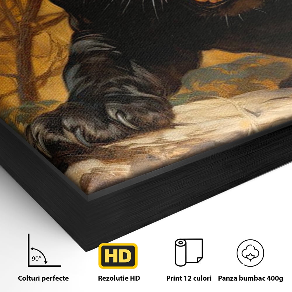Tablou Canvas Premium, LuxCanva® M1170, Raget in Penumbra, Pantera, Felina, Noapte, Intuneric, Gheare, Vanatoare, Atac, Umbra, Jungla, Putere, Colti, Birou, Living, Camera Copil