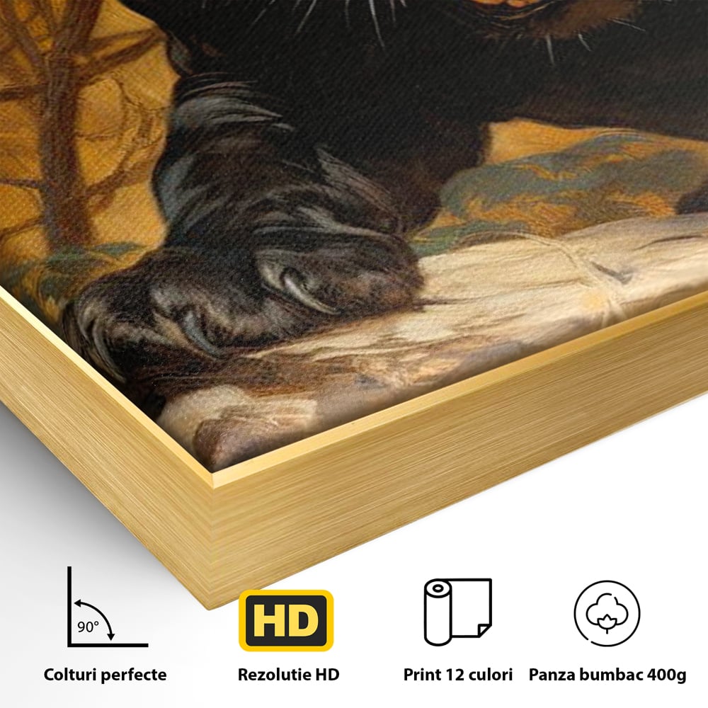 Tablou Canvas Premium, LuxCanva® M1170, Raget in Penumbra, Pantera, Felina, Noapte, Intuneric, Gheare, Vanatoare, Atac, Umbra, Jungla, Putere, Colti, Birou, Living, Camera Copil
