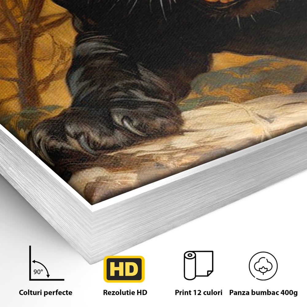 Tablou Canvas Premium, LuxCanva® M1170, Raget in Penumbra, Pantera, Felina, Noapte, Intuneric, Gheare, Vanatoare, Atac, Umbra, Jungla, Putere, Colti, Birou, Living, Camera Copil