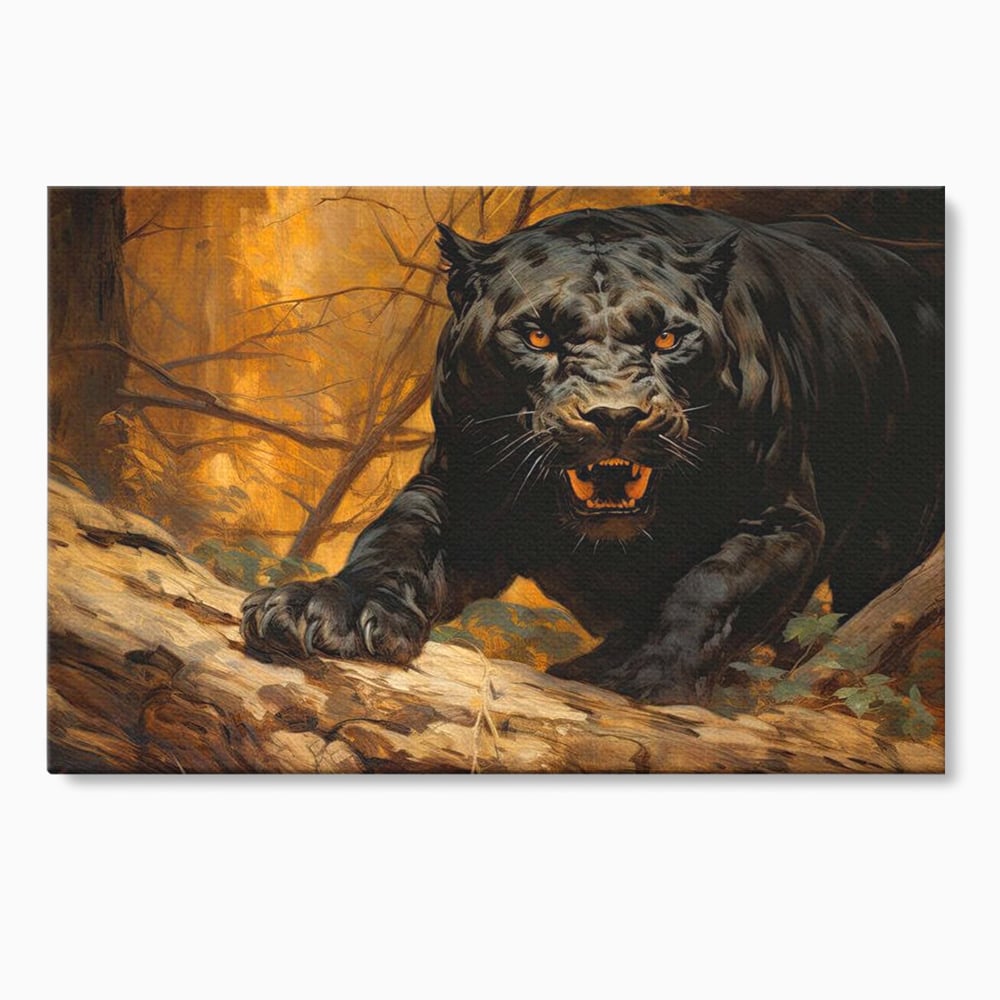 Tablou Canvas Premium, LuxCanva® M1170, Raget in Penumbra, Pantera, Felina, Noapte, Intuneric, Gheare, Vanatoare, Atac, Umbra, Jungla, Putere, Colti, Birou, Living, Camera Copil