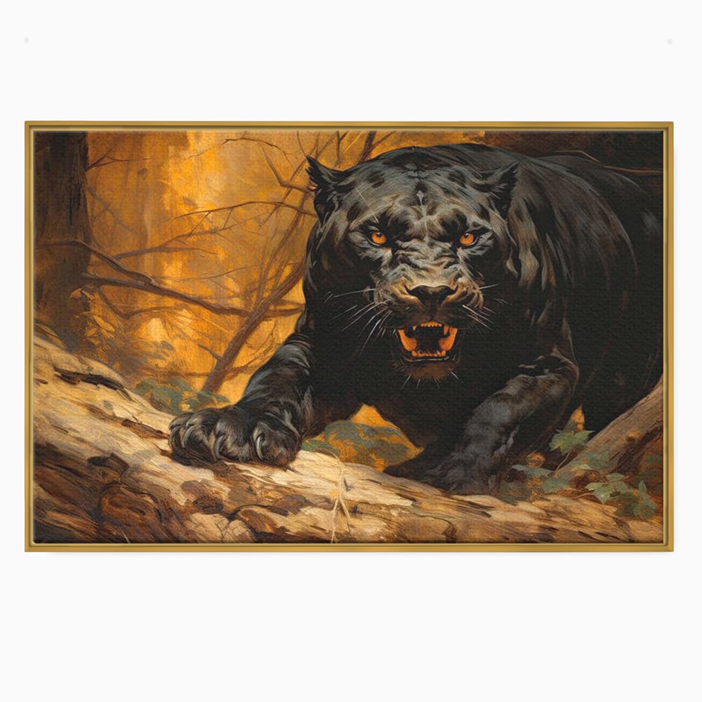 Tablou Canvas Premium, LuxCanva® M1170, Raget in Penumbra, Pantera, Felina, Noapte, Intuneric, Gheare, Vanatoare, Atac, Umbra, Jungla, Putere, Colti, Birou, Living, Camera Copil