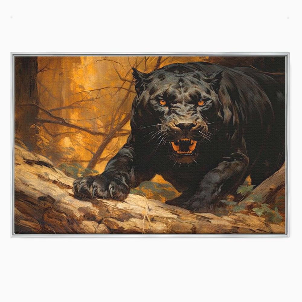 Tablou Canvas Premium, LuxCanva® M1170, Raget in Penumbra, Pantera, Felina, Noapte, Intuneric, Gheare, Vanatoare, Atac, Umbra, Jungla, Putere, Colti, Birou, Living, Camera Copil