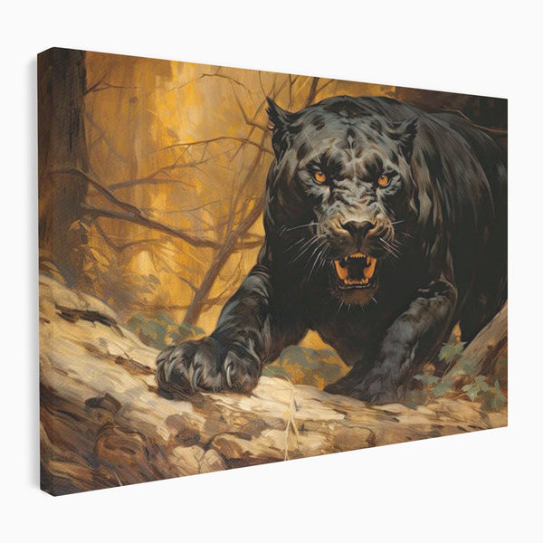 Tablou Canvas Premium, LuxCanva® M1170, Raget in Penumbra, Pantera, Felina, Noapte, Intuneric, Gheare, Vanatoare, Atac, Umbra, Jungla, Putere, Colti, Birou, Living, Camera Copil