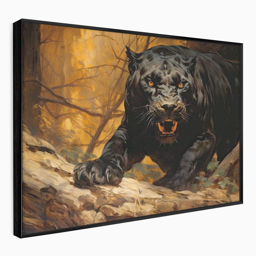 Tablou Canvas Premium, LuxCanva® M1170, Raget in Penumbra, Pantera, Felina, Noapte, Intuneric, Gheare, Vanatoare, Atac, Umbra, Jungla, Putere, Colti, Birou, Living, Camera Copil
