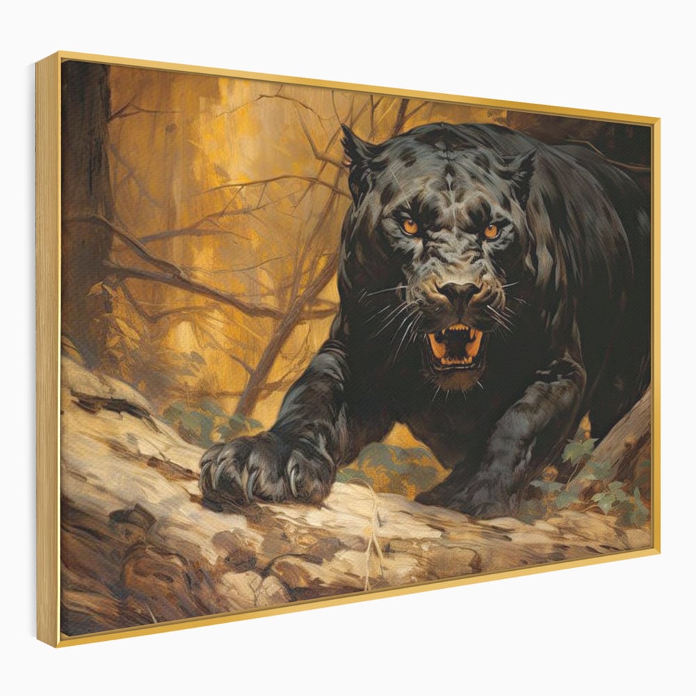 Tablou Canvas Premium, LuxCanva® M1170, Raget in Penumbra, Pantera, Felina, Noapte, Intuneric, Gheare, Vanatoare, Atac, Umbra, Jungla, Putere, Colti, Birou, Living, Camera Copil
