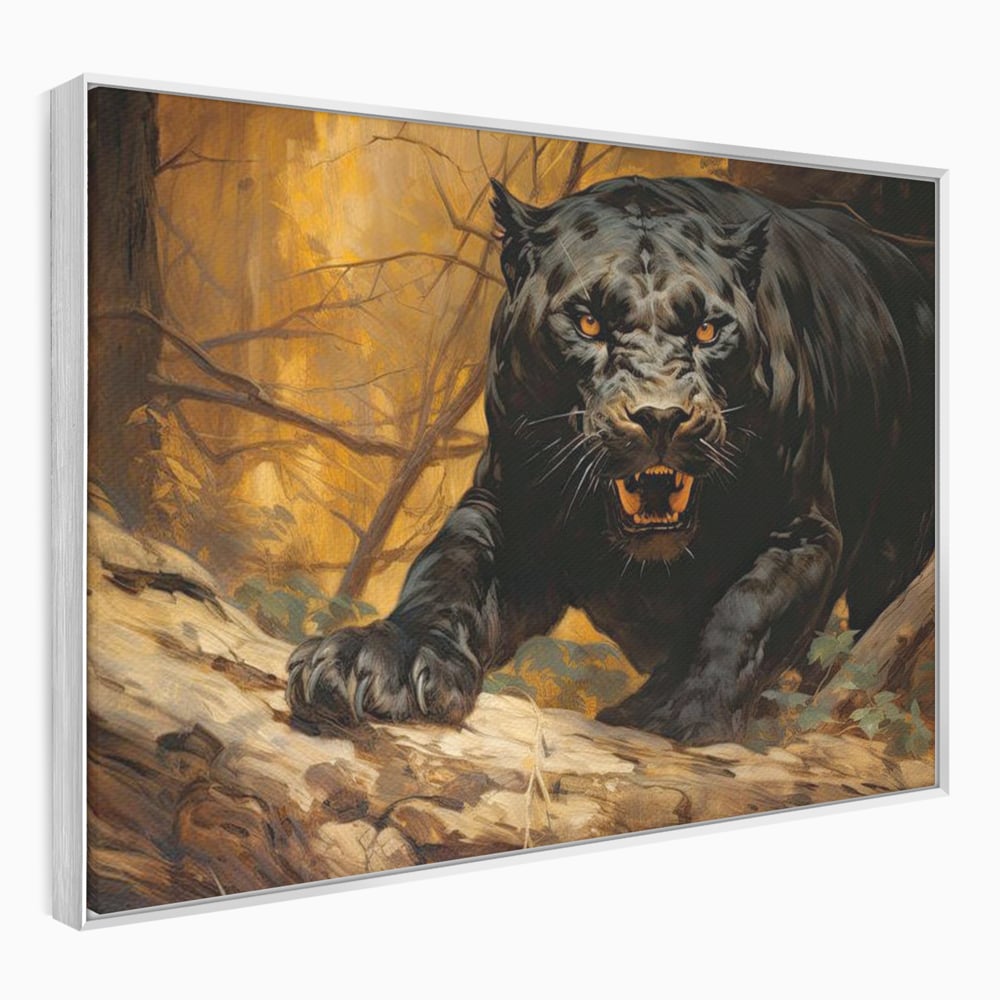 Tablou Canvas Premium, LuxCanva® M1170, Raget in Penumbra, Pantera, Felina, Noapte, Intuneric, Gheare, Vanatoare, Atac, Umbra, Jungla, Putere, Colti, Birou, Living, Camera Copil