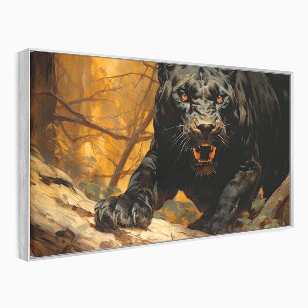 Tablou Canvas Premium, LuxCanva® M1170, Raget in Penumbra, Pantera, Felina, Noapte, Intuneric, Gheare, Vanatoare, Atac, Umbra, Jungla, Putere, Colti, Birou, Living, Camera Copil