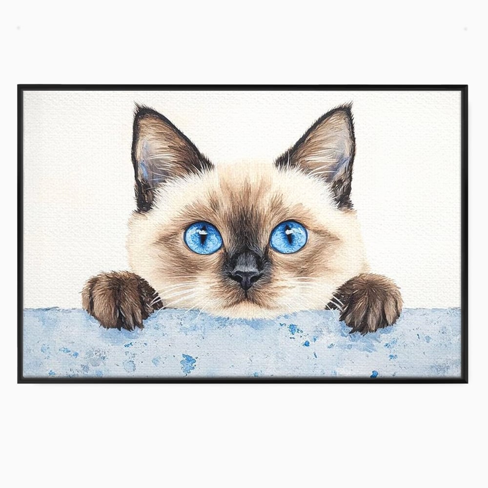 Leinwand Wandkunst Canvas Premium, LuxCanva® M1171, Little Explorer, Feline, Siam, Katze, Azure, Azure, Augen, Dragalas, Dragalas, Catnip, Katzen, Pouf, Portrait, Büro, Wohnen, Kinderzimmer