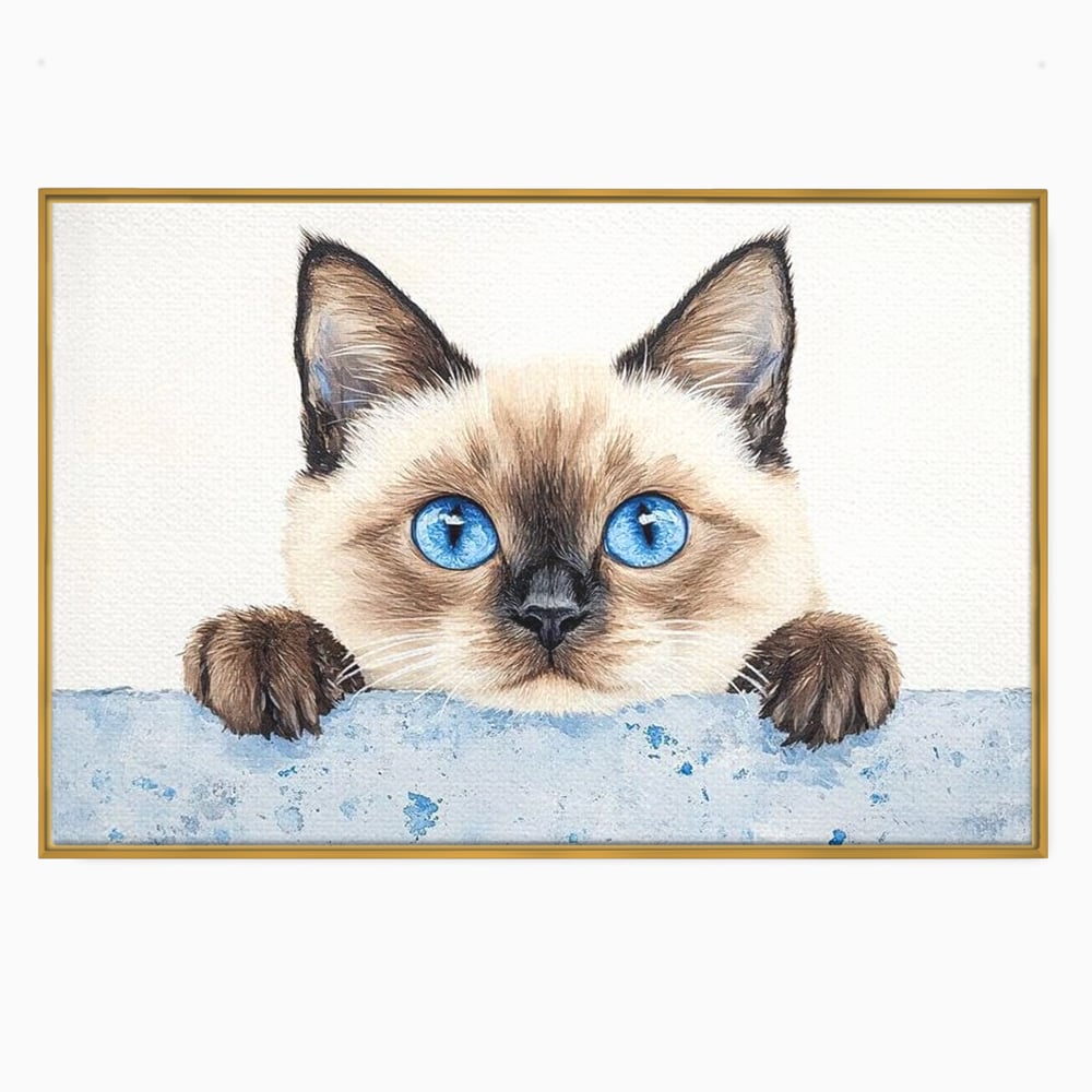 Leinwand Wandkunst Canvas Premium, LuxCanva® M1171, Little Explorer, Feline, Siam, Katze, Azure, Azure, Augen, Dragalas, Dragalas, Catnip, Katzen, Pouf, Portrait, Büro, Wohnen, Kinderzimmer