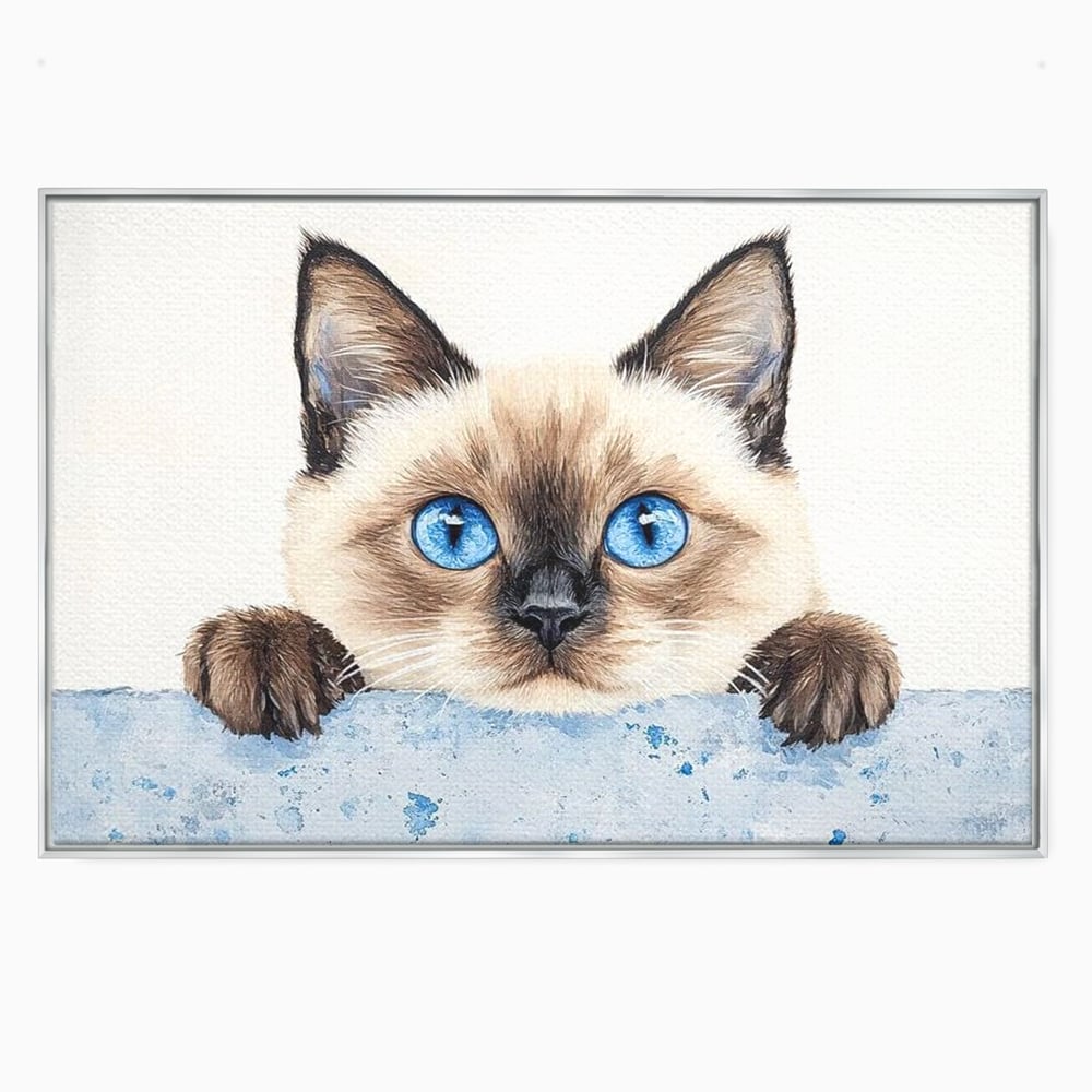 Leinwand Wandkunst Canvas Premium, LuxCanva® M1171, Little Explorer, Feline, Siam, Katze, Azure, Azure, Augen, Dragalas, Dragalas, Catnip, Katzen, Pouf, Portrait, Büro, Wohnen, Kinderzimmer