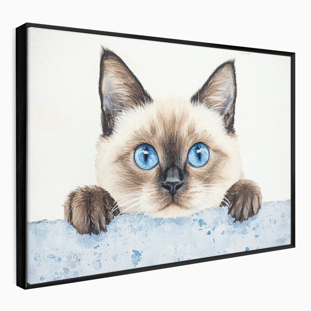 Leinwand Wandkunst Canvas Premium, LuxCanva® M1171, Little Explorer, Feline, Siam, Katze, Azure, Azure, Augen, Dragalas, Dragalas, Catnip, Katzen, Pouf, Portrait, Büro, Wohnen, Kinderzimmer