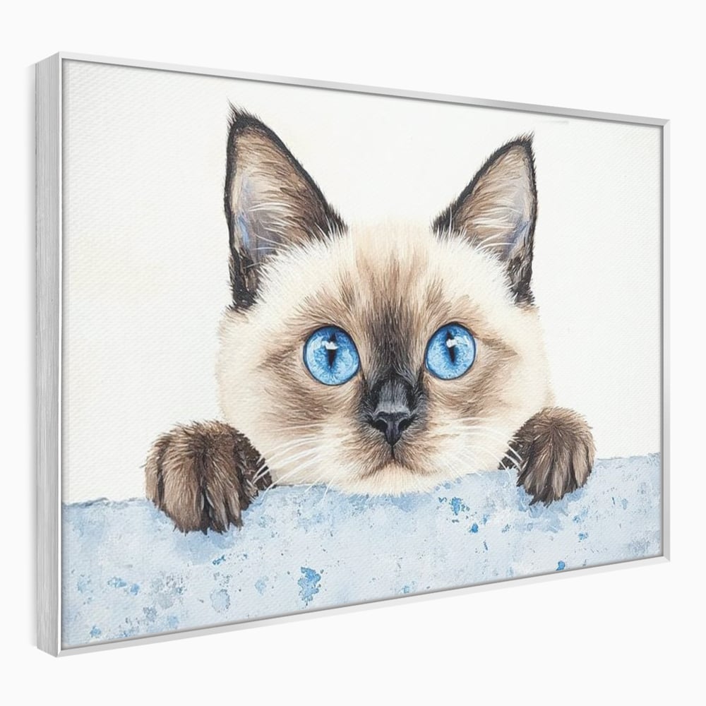 Leinwand Wandkunst Canvas Premium, LuxCanva® M1171, Little Explorer, Feline, Siam, Katze, Azure, Azure, Augen, Dragalas, Dragalas, Catnip, Katzen, Pouf, Portrait, Büro, Wohnen, Kinderzimmer