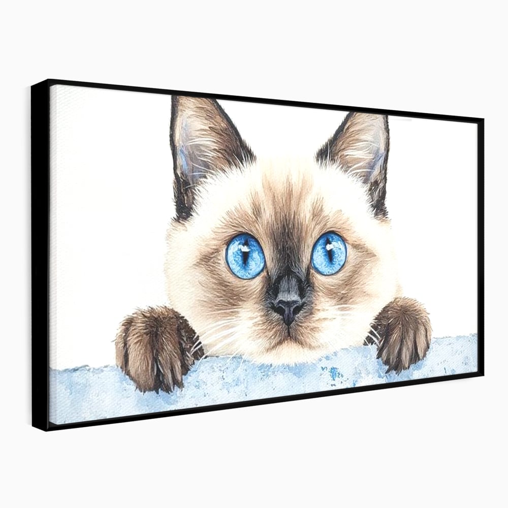 Leinwand Wandkunst Canvas Premium, LuxCanva® M1171, Little Explorer, Feline, Siam, Katze, Azure, Azure, Augen, Dragalas, Dragalas, Catnip, Katzen, Pouf, Portrait, Büro, Wohnen, Kinderzimmer