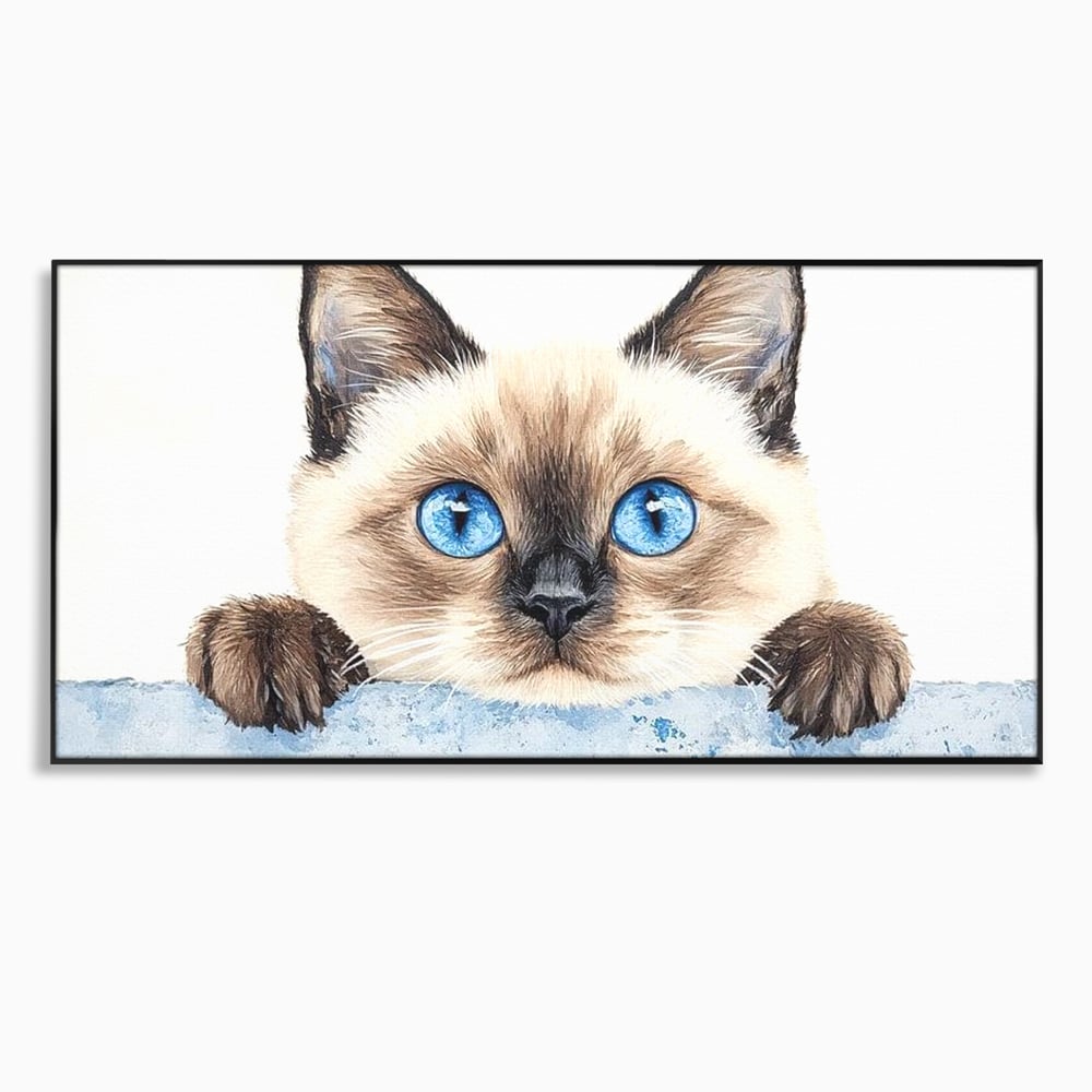 Leinwand Wandkunst Canvas Premium, LuxCanva® M1171, Little Explorer, Feline, Siam, Katze, Azure, Azure, Augen, Dragalas, Dragalas, Catnip, Katzen, Pouf, Portrait, Büro, Wohnen, Kinderzimmer