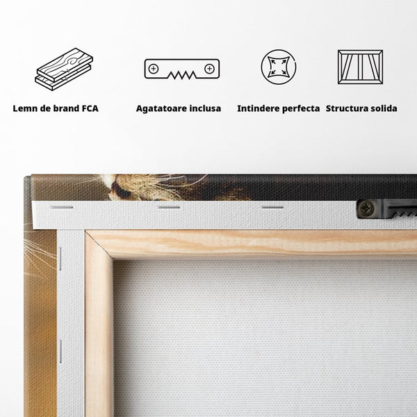Tablou Canvas Premium, LuxCanva® M1172, Pisica si Fluturele, Fluture, Pisica, Prietenie, Natura, Felina, Gingas, Lumina, Copilarie, Pufos, Inocenta, Birou, Living, Camera Copil