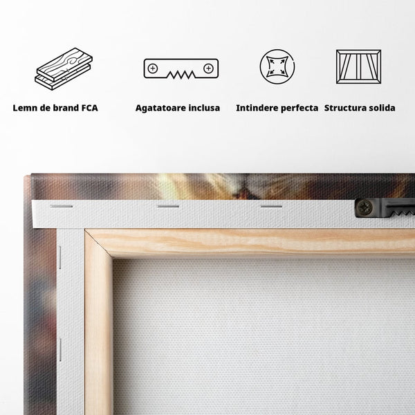 Tablou Canvas Premium, LuxCanva® M1173, Gingasie la Halba, Motan, Halba, Bar, Bere, Pahar, Spuma, Taverna, Bautura, Vintage, Portret, Felina, Birou, Living, Camera Copil