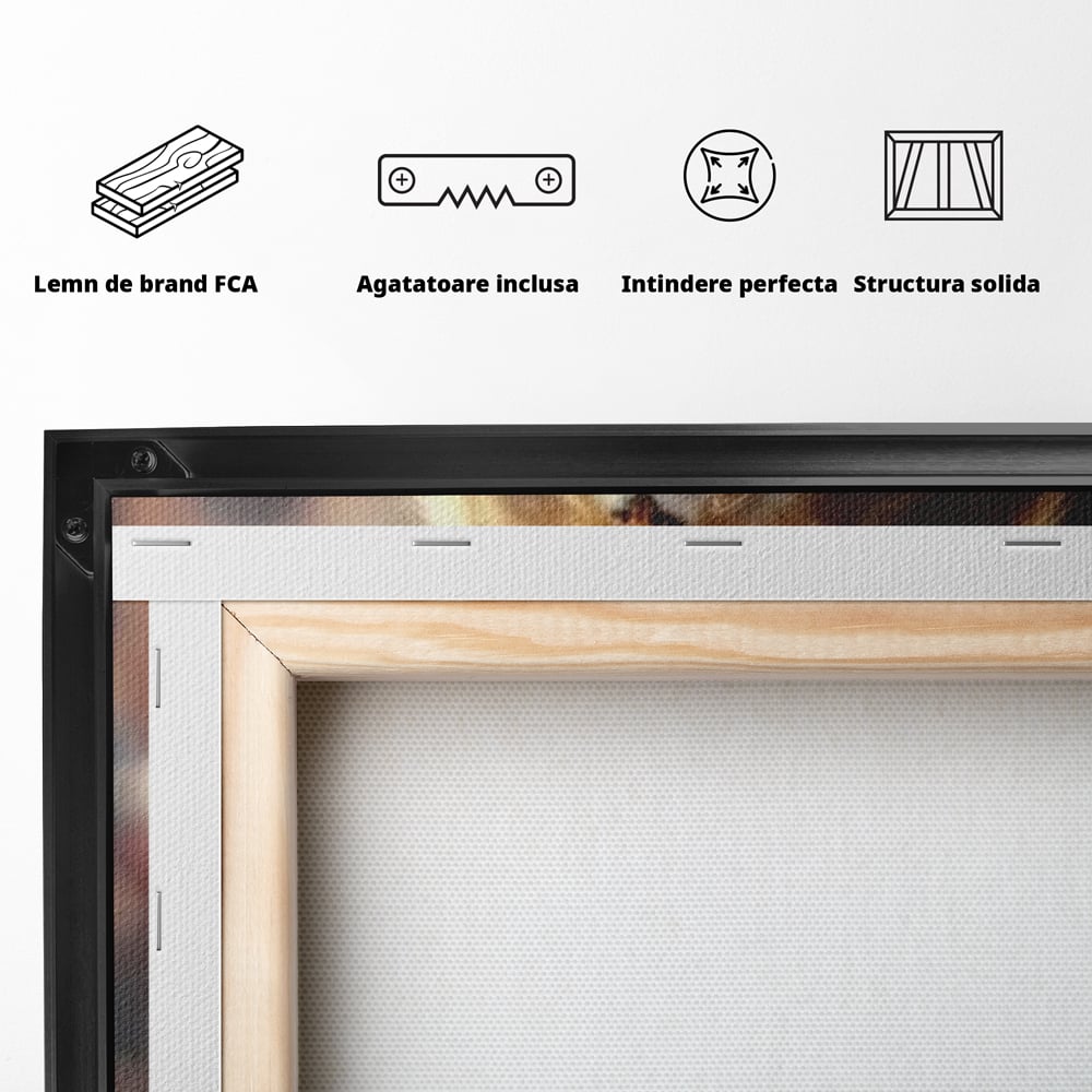 Tablou Canvas Premium, LuxCanva® M1173, Gingasie la Halba, Motan, Halba, Bar, Bere, Pahar, Spuma, Taverna, Bautura, Vintage, Portret, Felina, Birou, Living, Camera Copil
