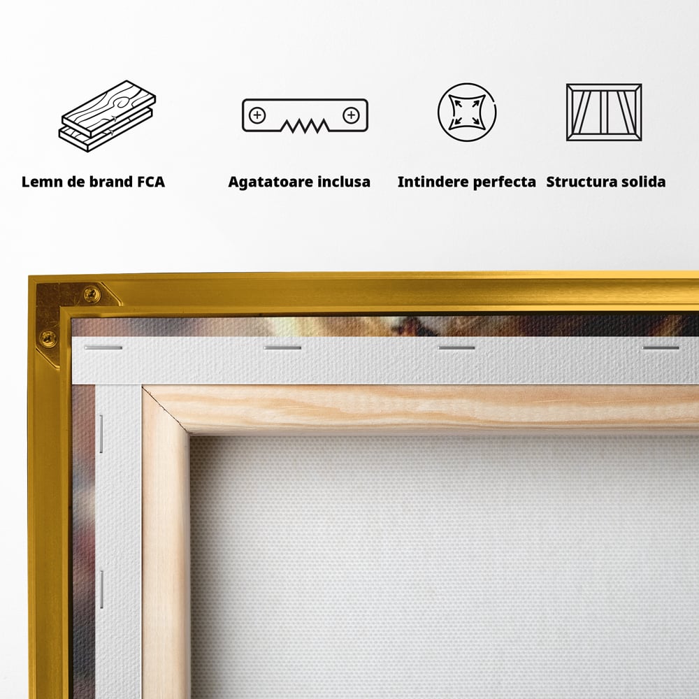Tablou Canvas Premium, LuxCanva® M1173, Gingasie la Halba, Motan, Halba, Bar, Bere, Pahar, Spuma, Taverna, Bautura, Vintage, Portret, Felina, Birou, Living, Camera Copil