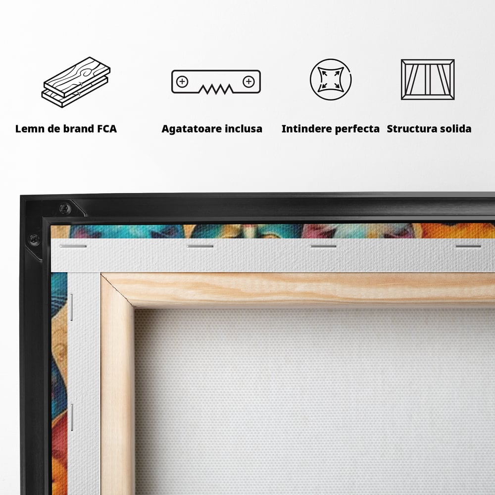 Leinwand Premium Canvas Wandkunst, LuxCanva® M1174, Pelzige Orchester, Katzen, Pastell, Gruppe, Familie, Mandala, Feline, Tiere, Abstrakt, Farbenfroh, Portrait, Büro, Wohnen, Kinderzimmer