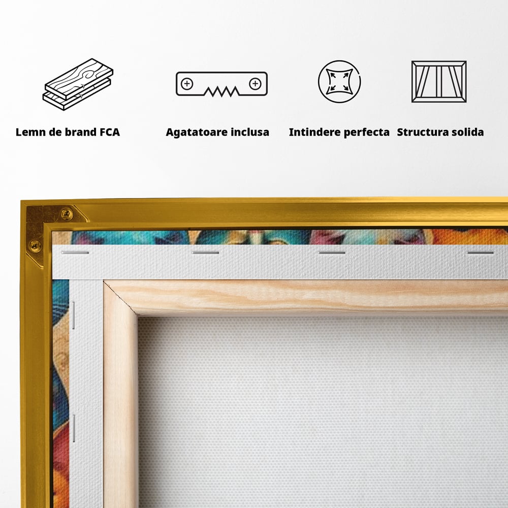 Leinwand Premium Canvas Wandkunst, LuxCanva® M1174, Pelzige Orchester, Katzen, Pastell, Gruppe, Familie, Mandala, Feline, Tiere, Abstrakt, Farbenfroh, Portrait, Büro, Wohnen, Kinderzimmer