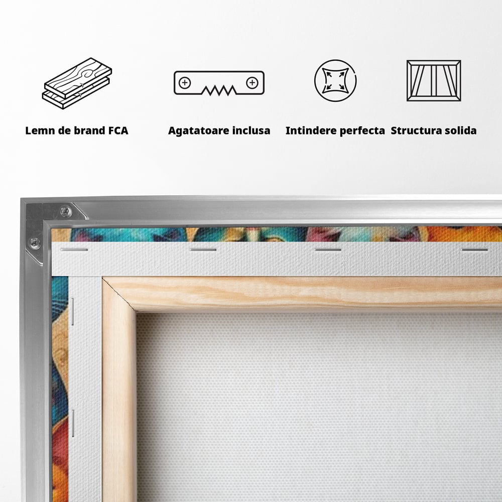 Leinwand Premium Canvas Wandkunst, LuxCanva® M1174, Pelzige Orchester, Katzen, Pastell, Gruppe, Familie, Mandala, Feline, Tiere, Abstrakt, Farbenfroh, Portrait, Büro, Wohnen, Kinderzimmer