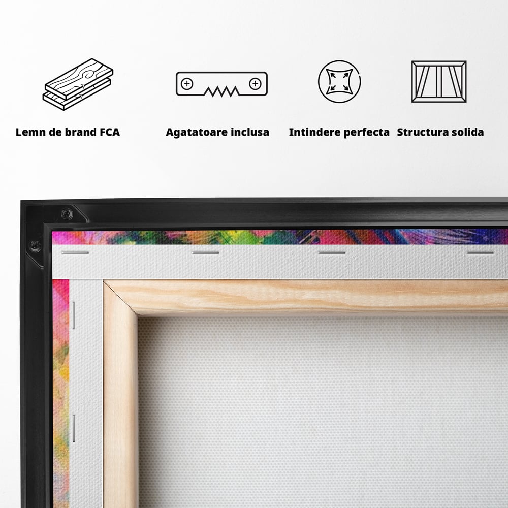 Tablou Canvas Premium, LuxCanva® M1176, Ganduri Colorate, Multicolor, Graffiti, Street Art, Pisica, Privire, Modern, Urban, Neon, Abstract, Energie, Birou, Living, Camera Copil